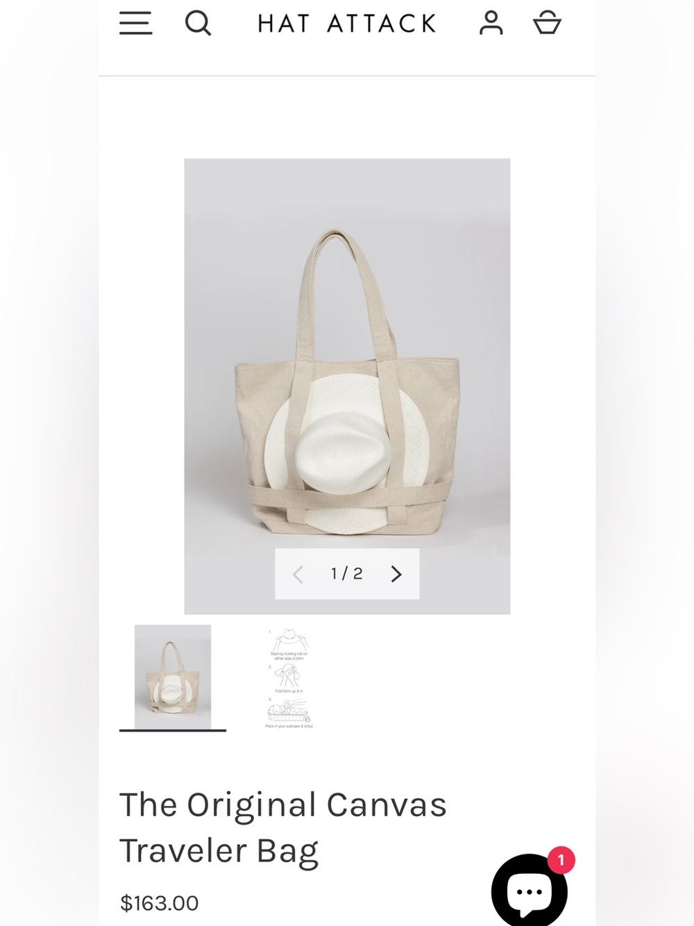 HAT ATTACK Original Traveller Bag in Natural